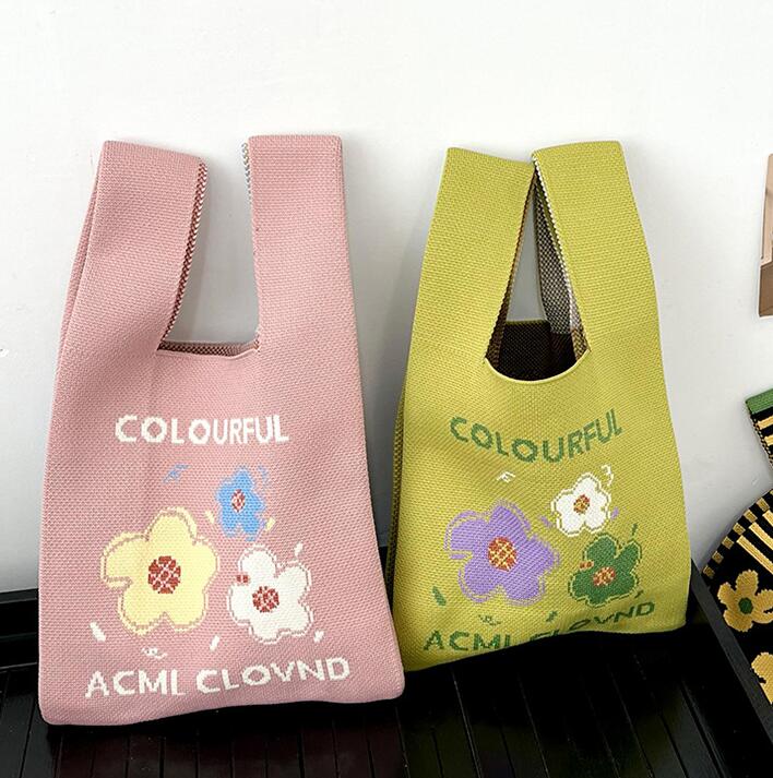 「2024」バッグ★ハンドバッグ★ニットバッグ★花柄★ 可愛い★5色