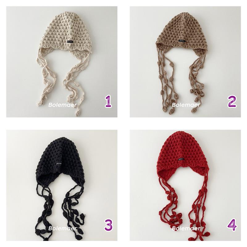「2024」子供用★帽子★ニット★キッズ★ニット帽子★耳カバー★4色