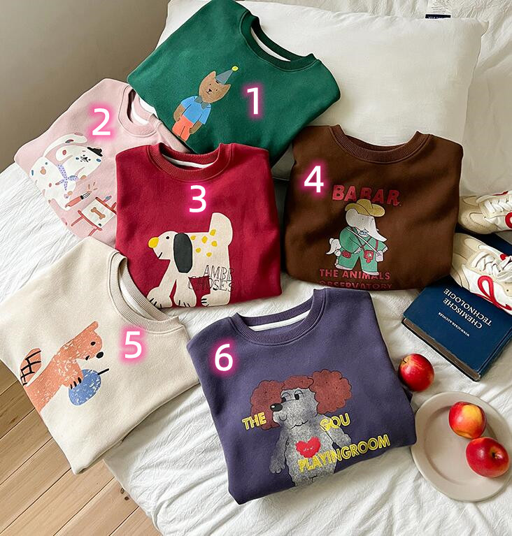 2024秋冬新品A★子供服　トレーナー　トップス　裏起毛★90cm〜160cm 6色