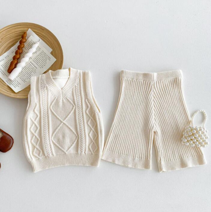 「2024」子供服★ベスト★ニット★ハーフズボン★韓国風子供服★2色80cm〜130cm