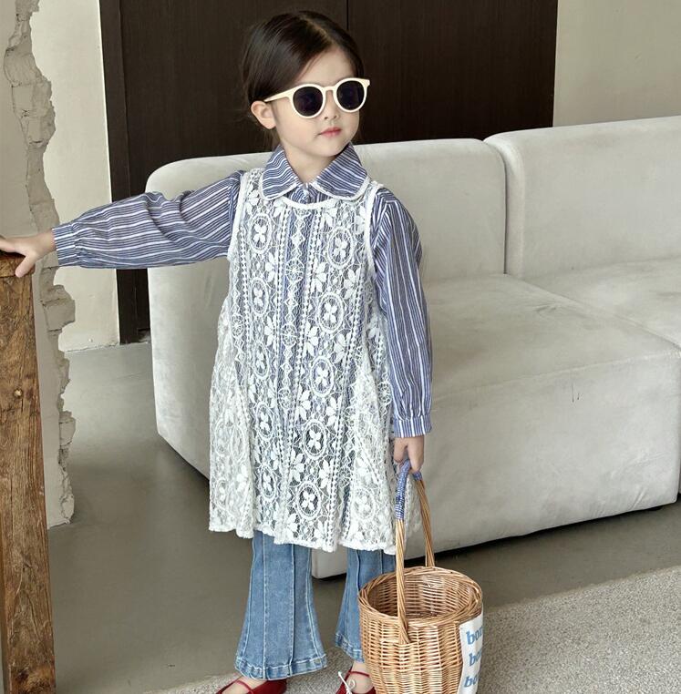 「2024」子供服★長袖シャツ★レースワンピース★ジーンズ★韓国風子供服★3色90cm〜140cm