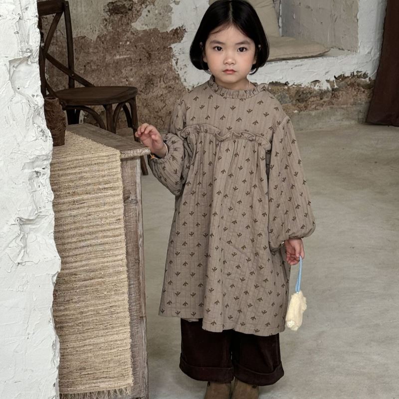 「2024」子供服★ワンピース★長袖★花柄★韓国風子供服★裏起毛★90cm〜140cm