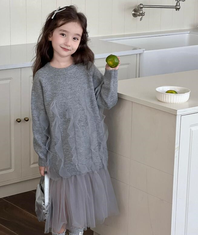 「2024」子供服★ニットワンピース★長袖★韓国風子供服★90cm〜140cm