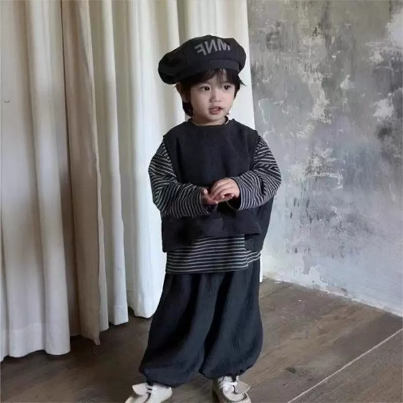 「2024」子供服★トップス+ベスト+ズボン★セットアップ★韓国風子供服★5#〜13#