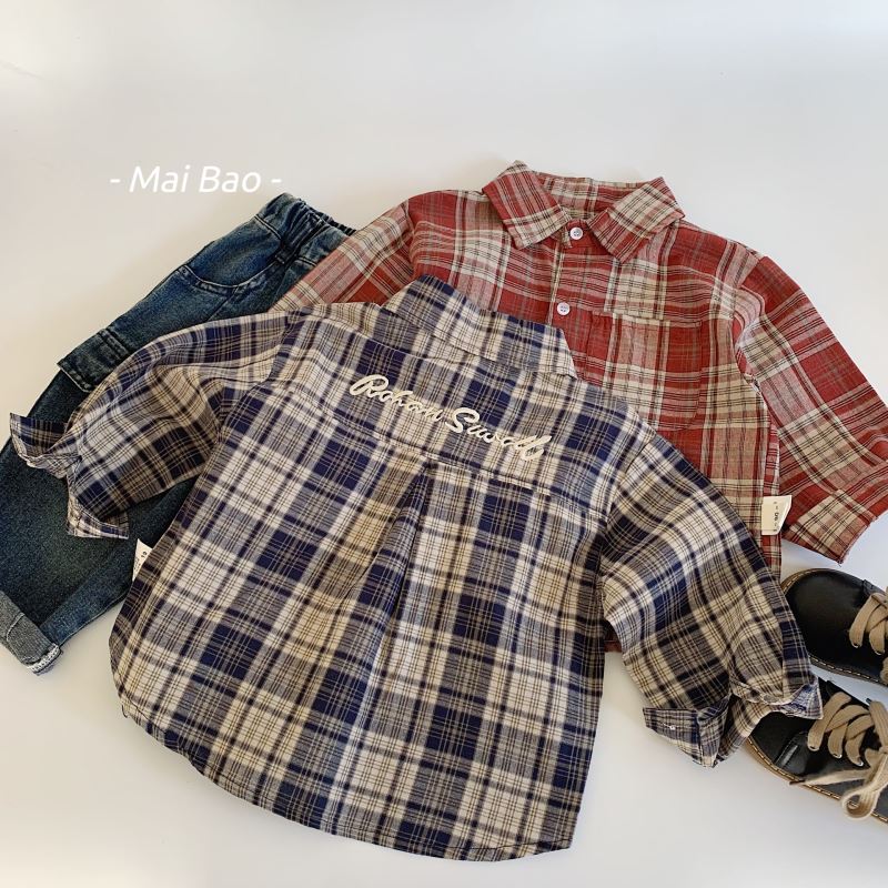 「2025」子供服★トップス★ワイシャツ★チェック柄★韓国風子供服★2色90cm〜140cm