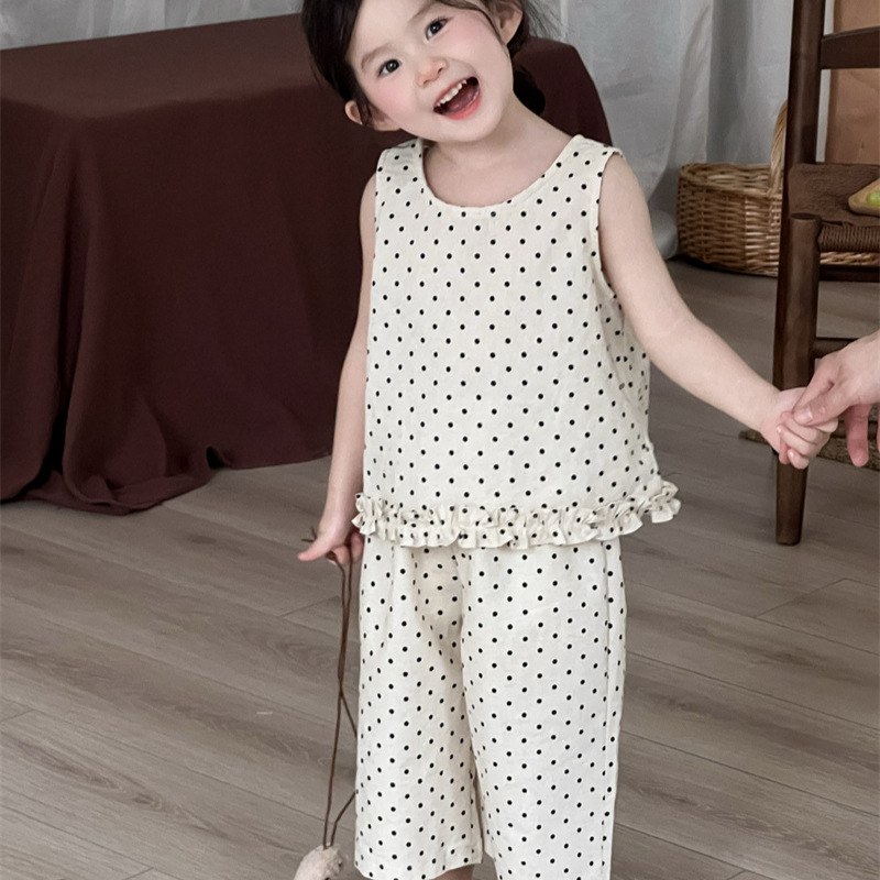 「2025」子供服★トップス+ズボン★セットアップ★袖なし★韓国風子供服★80cm〜130cm