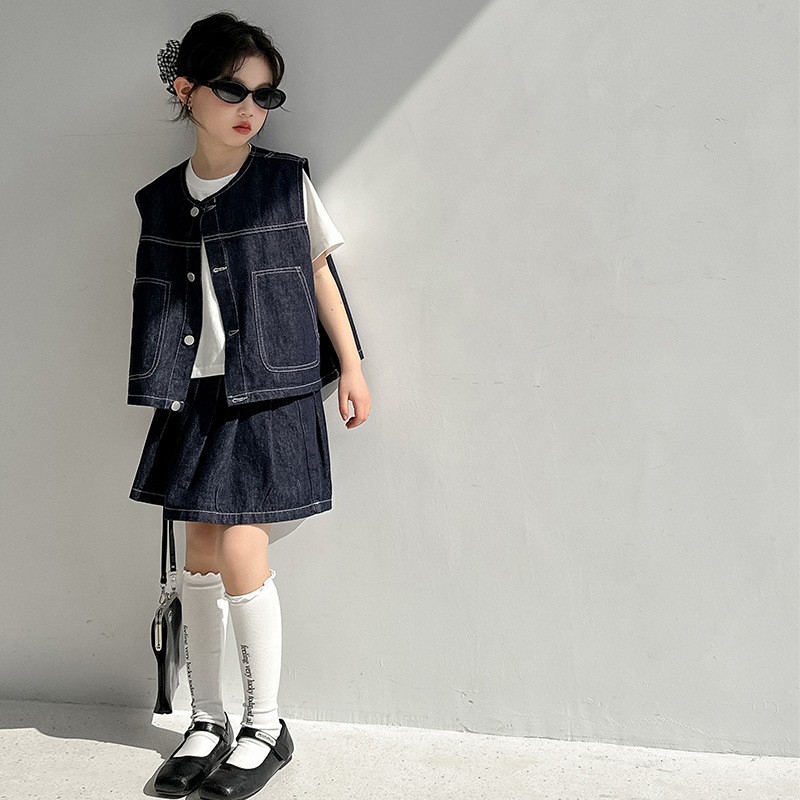 2025新作★子供服　トップス&デニムベスト+スカート★120cm〜170cm