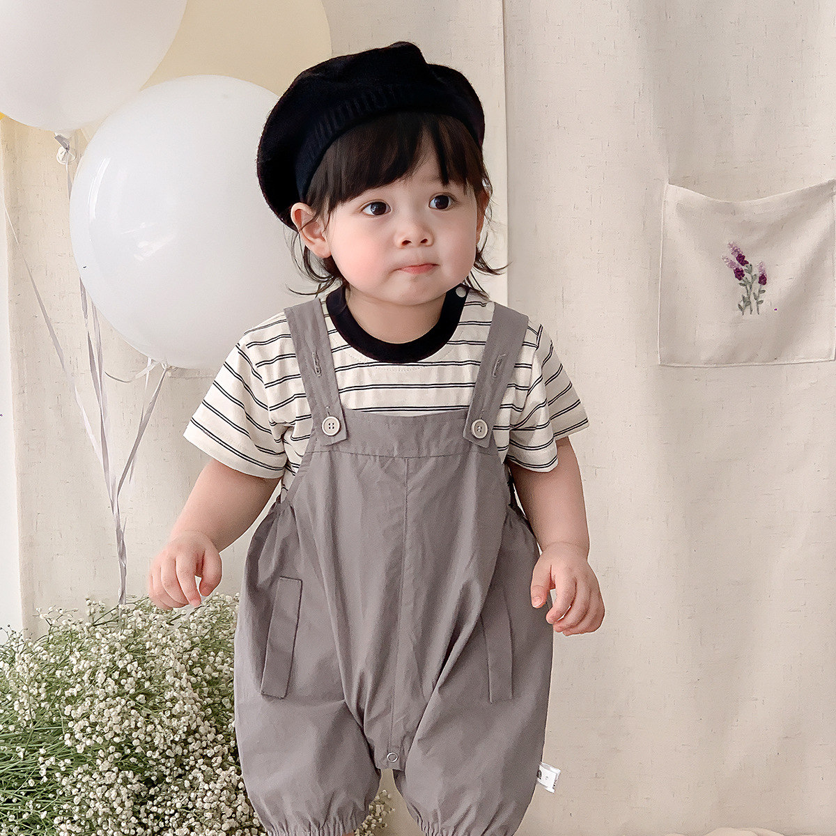 「2025」子供服★トップス+サロペット★セットアップ★韓国風子供服★66cm〜90cm