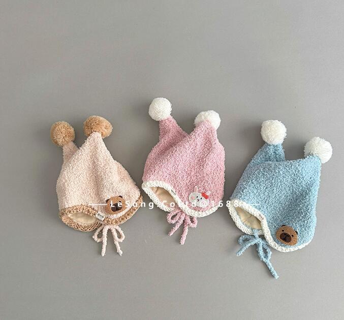 2025年新品★子供用★防寒帽子　ニットハット★ 3色