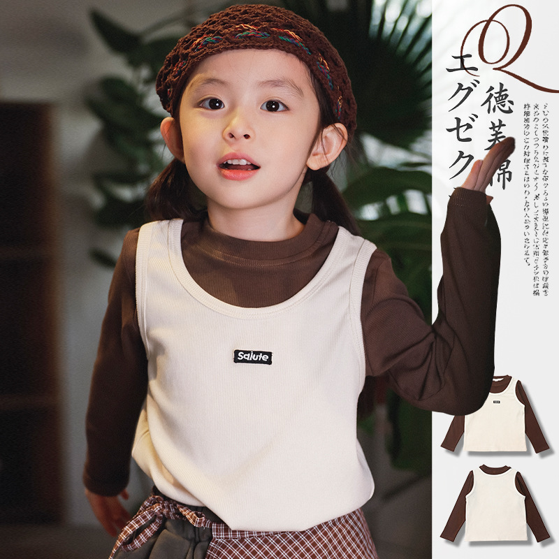 2025冬新作★子供服　重ね着トップス★100cm〜150cm