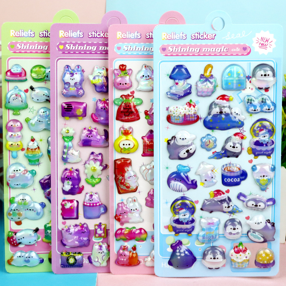 DIY手作り ステッカー★粘着シール★3D★手帳素材