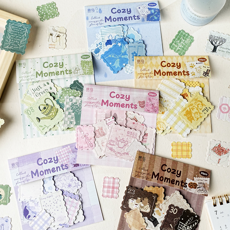 【エンボス加工】レリーフ調 切手シールセット / 手帳用 レトロ素材 / 6種類セット