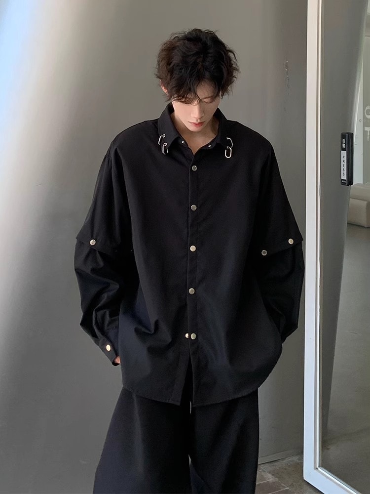 メンズ・ トップス・取り外し可能/長袖シャツ・アウター・気質・カジュアルTシャツ・M〜3XL