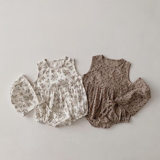 2022夏新品★子供服 　ロンパース+帽子　66-100cm　2色