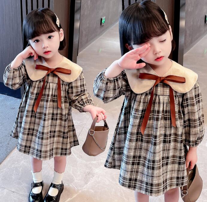 子供服★ワンピース★韓国風子供服★チェック柄★キッズ女の子★90-130CM