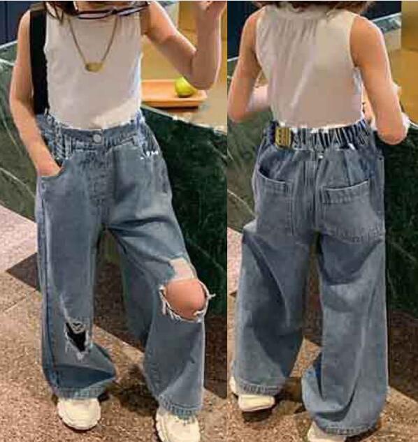 春秋新作★韓国風子供服★破れジーンズ★ボトムス★ズボン★7-15