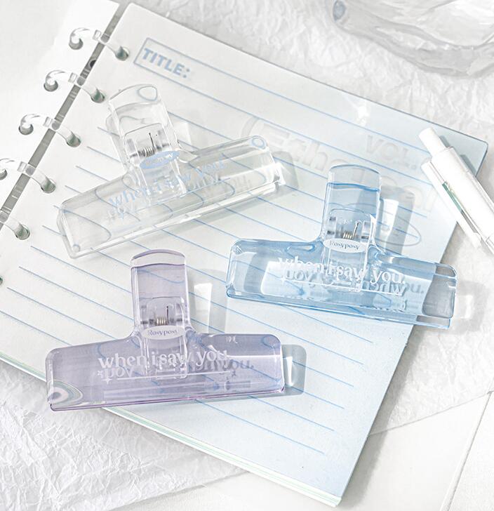 ★文具★アクリル手帳クリップ　4色★