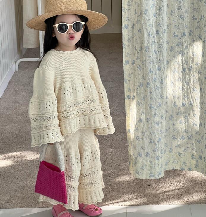 2023年★子供服　ニットトップス+ズボン　セット★90-140cm★