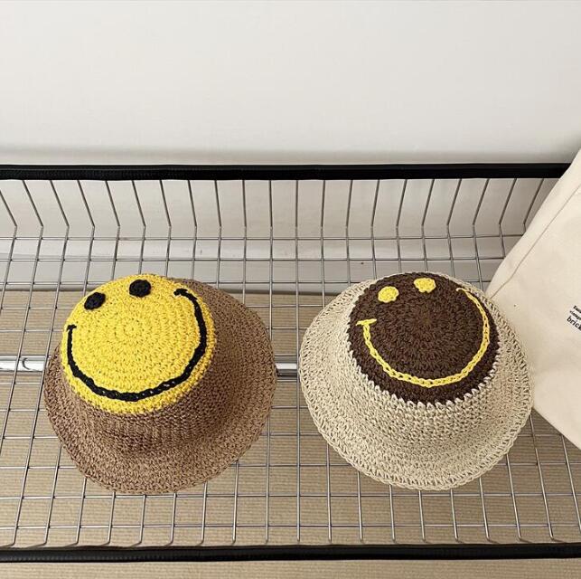 子供用★帽子★キッズ★日焼け防止★麦わら帽子★男女兼用★砂浜★カジュアル★笑顔★2色