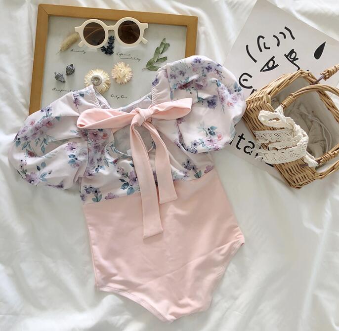 子供服★水着+帽子★キッズ女の子★韓国風子供服★水泳★砂浜★S-L