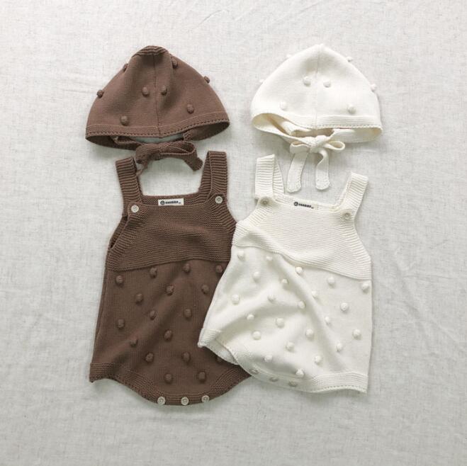 2023春新品★ベビー服★ニットロンパース+帽子★66-90cm★2色