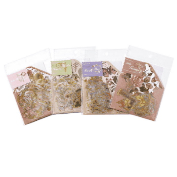 カフェ風文具 PETシール 手帳素材 封口貼 アンティーク 植物花葉 天使 幾何学枠 貼紙30+素材紙3枚+封筒1枚