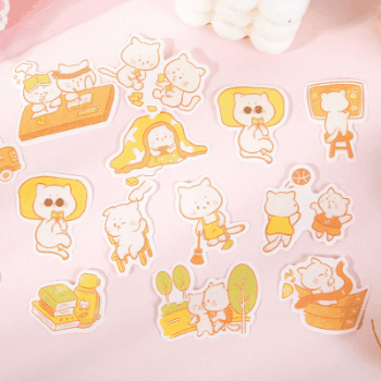文具 シール貼紙 手帳素材 封口貼 可愛い動物日常 猫 食べ物 キャンプ露営 40枚入