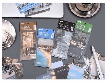 塩系文具 メモ紙素材紙 手帳素材 海 旅行 植物人物 風景 写真撮影 幾何学ラベル 20枚入