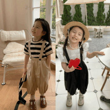 お勧め 春夏新作 韓国風子供服 3-8歳女の子 キッズ ズボン サロペット 七分丈 ワイドパンツ 7-15