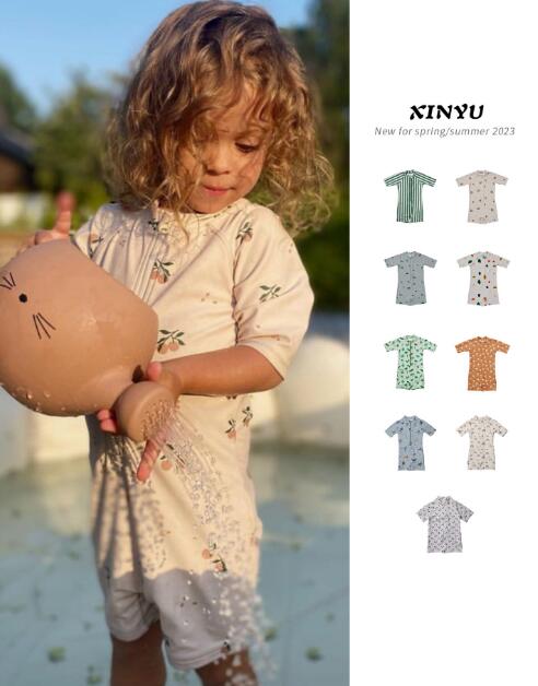 2023新品★子供服　水着+帽子★80-130cm★9種