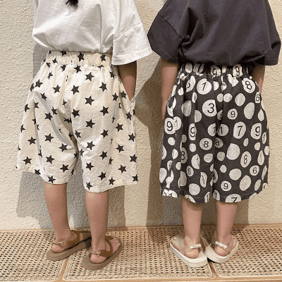お勧め 春夏新作 星数学兎 薄い 五分丈ズボン ワイドパンツ 男女 ハーフパンツ 韓国風子供服 80-150