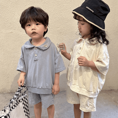 お勧め 春夏 韓国風子供服男女Tシャツ+パンツ 半袖上着 熊 ショートパンツ プルオーバー80-150