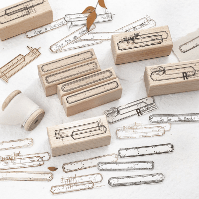 カフェ風 文具 アルバムDIY ハンコ 木製 手帳素材 アンティーク 印鑑 復古 幾何学 単枚入