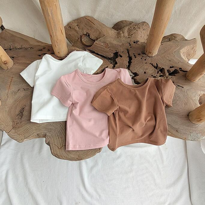 子供服★トップス★Tシャツ★韓国風子供服★ベビー★半袖★無地★3色★73-100CM
