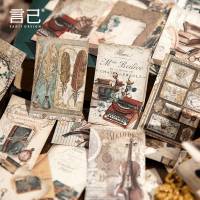 カフェ風 フラワーシリーズ アンティーク メモ紙メッセージ マジック デイジー バラ ローズ 60枚入