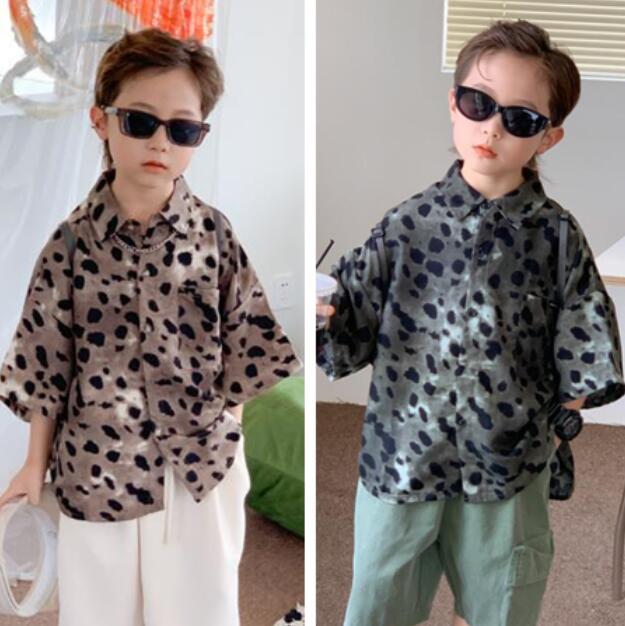 子供服★トップス★ワイシャツ★韓国風子供服★キッズ男の子★レオパード★2色★90-140CM