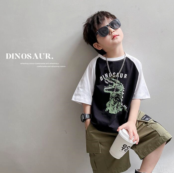 子供服★トップス★Tシャツ★韓国風子供服★キッズ男の子★ダイナソー★90-140CM