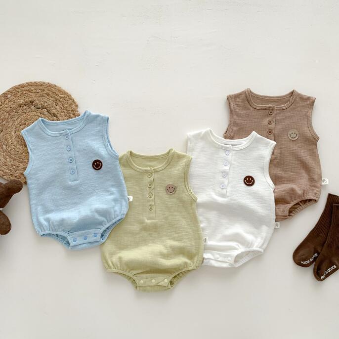 子供服★ロンパース★連体服★韓国風子供服★ベビー★袖なし★笑顔★可愛い★4色★66-90CM