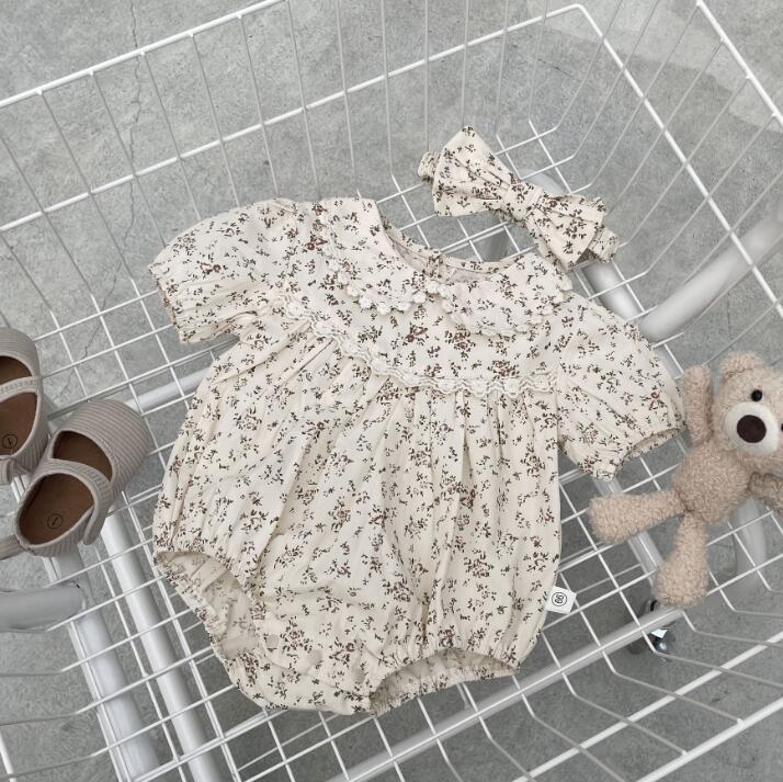 子供服★ロンパース+ヘアバンド★連体服★韓国風子供服★ベビー★花柄★66-90CM