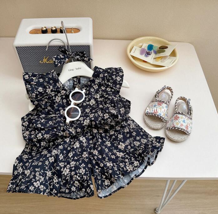 子供服★トップス+パンツ★セットアップ★韓国風子供服★キッズ女の子★花柄★90-140CM