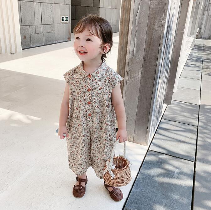 子供服★連体服★ノースリーブ★韓国風子供服★キッズ女の子★花柄★80-130CM