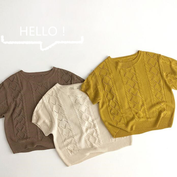 子供服★トップス★Tシャツ★韓国風子供服★キッズ★男女兼用★無地★ニット★3色★80-130CM