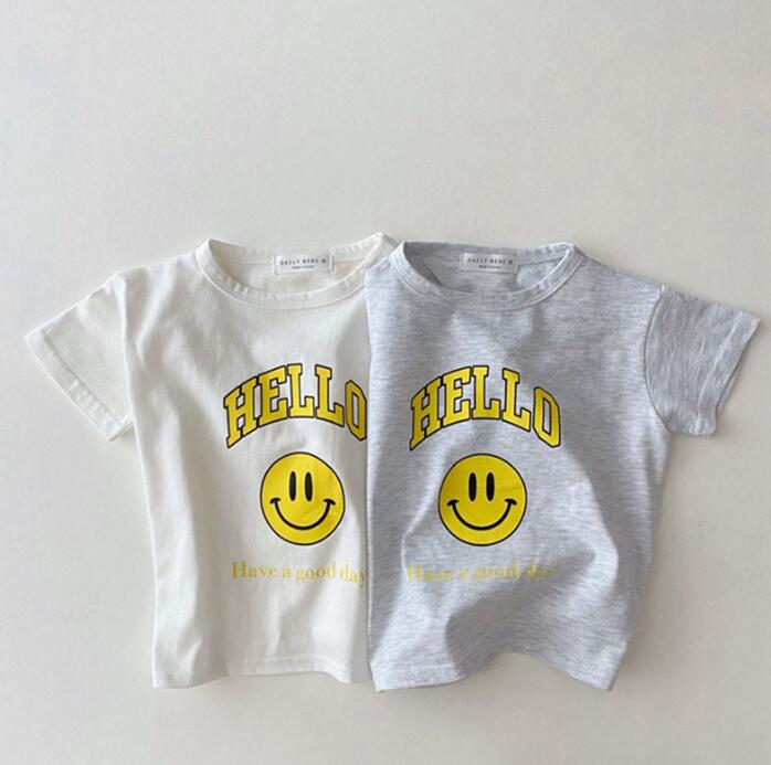 子供服★トップス★Tシャツ★韓国風子供服★ベビー★カジュアル★笑顔★2色★73-100CM