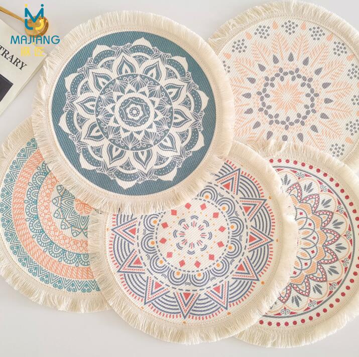 新品★綿線編みクッション&コースター★