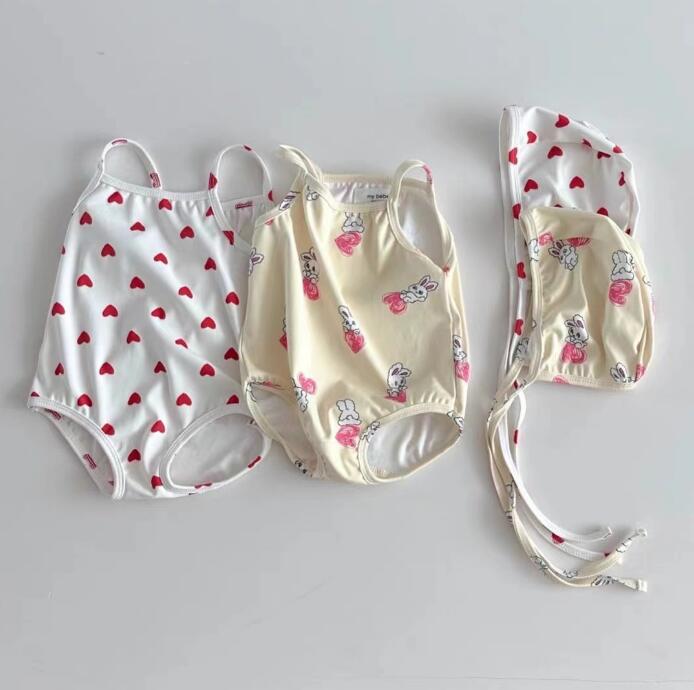 子供服★水着+帽子★連体服★韓国風子供服★ベビー★2色★66-100CM