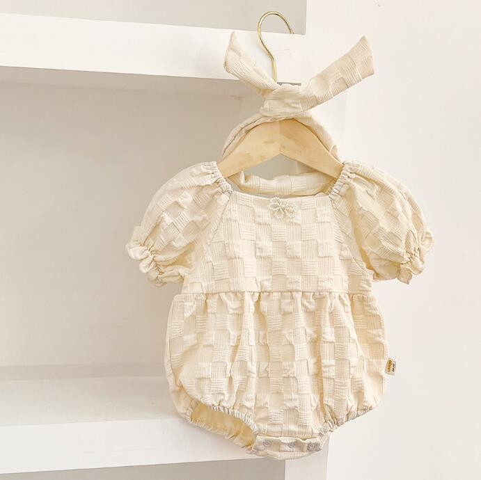 子供服★ロンパース+ヘアバンド★連体服★韓国風子供服★ベビー★無地★66-90CM