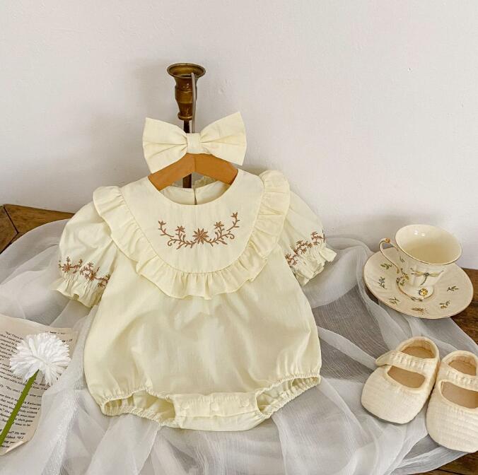 子供服★ロンパース+ヘアバンド★半袖★韓国風子供服★ベビー★刺繍★66-90CM