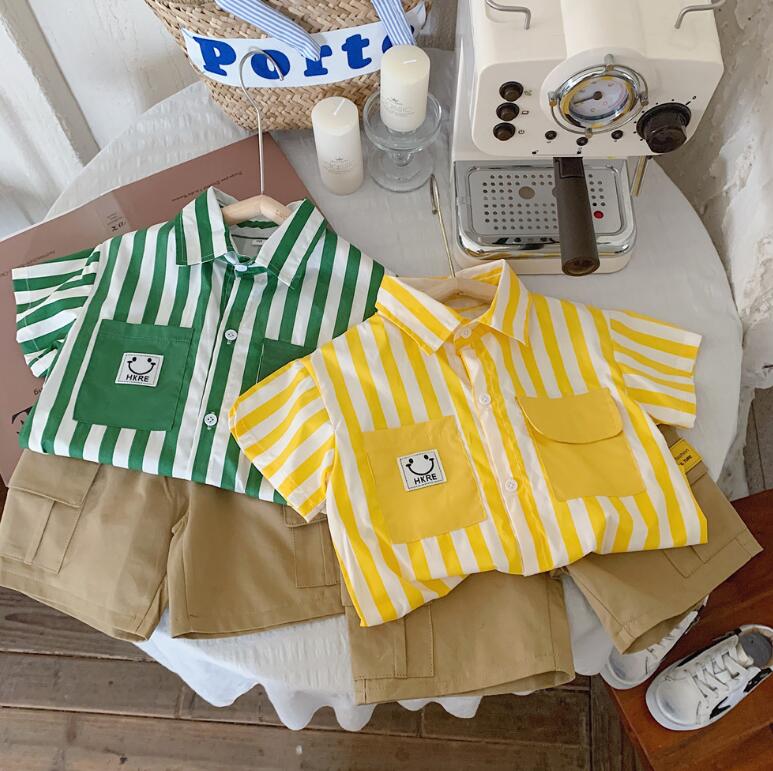 子供服★トップス+パンツ★セットアップ★韓国風子供服★キッズ男の子★笑顔★2色★90-130CM