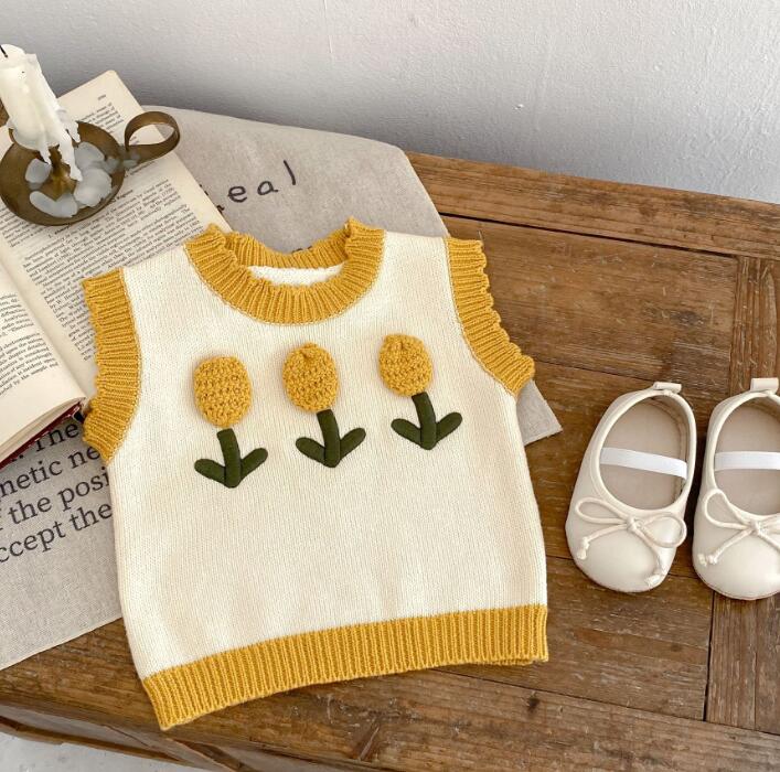 子供服★トップス★ノースリーブ★ニット★ベスト★韓国風子供服★ベビー★66-100CM