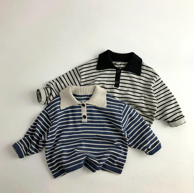 子供服★Tシャツ★トップス★長袖★ストライプ★キッズ★男女兼用★韓国風子供服★2色★80-130CM